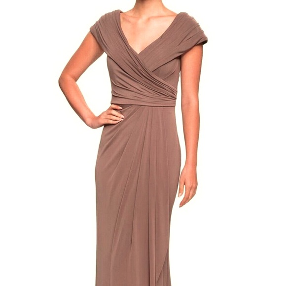 Brown Off the Shoulder Wedding Guest Dress - Picture 1 of 4
